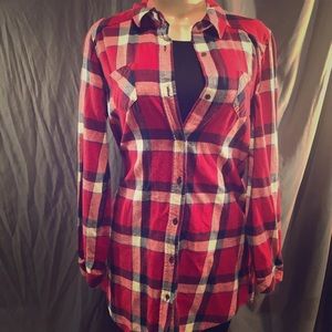 Red button down shirt